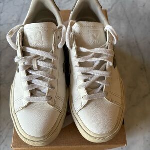 Veja Extra White and Khaki Sneakers